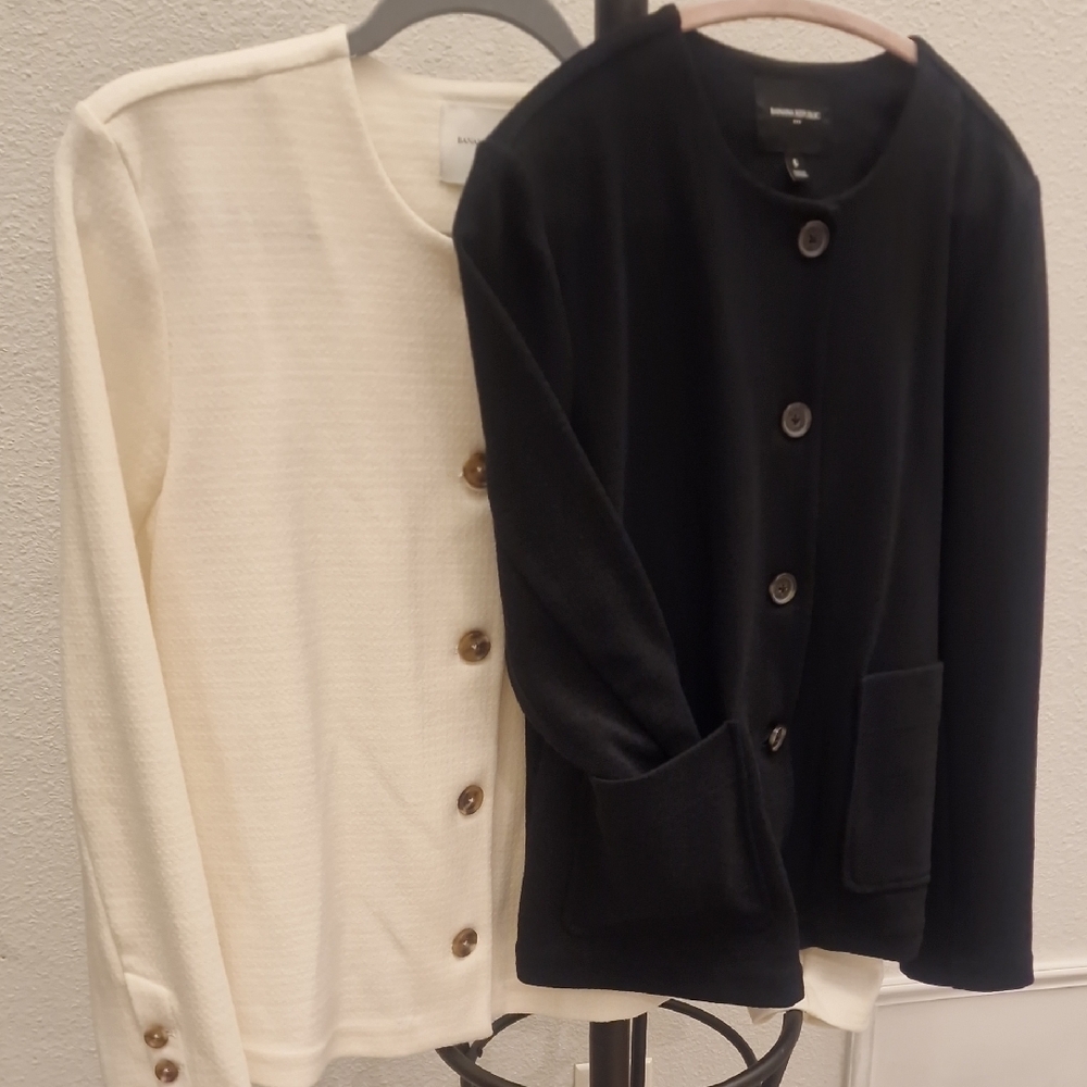 Banana Republic Black & Ivory Textured Cardigans